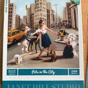 New York Puzzle Co-Pets in the City 500-Piece Jigsaw Puzzle/Colorful City Scene